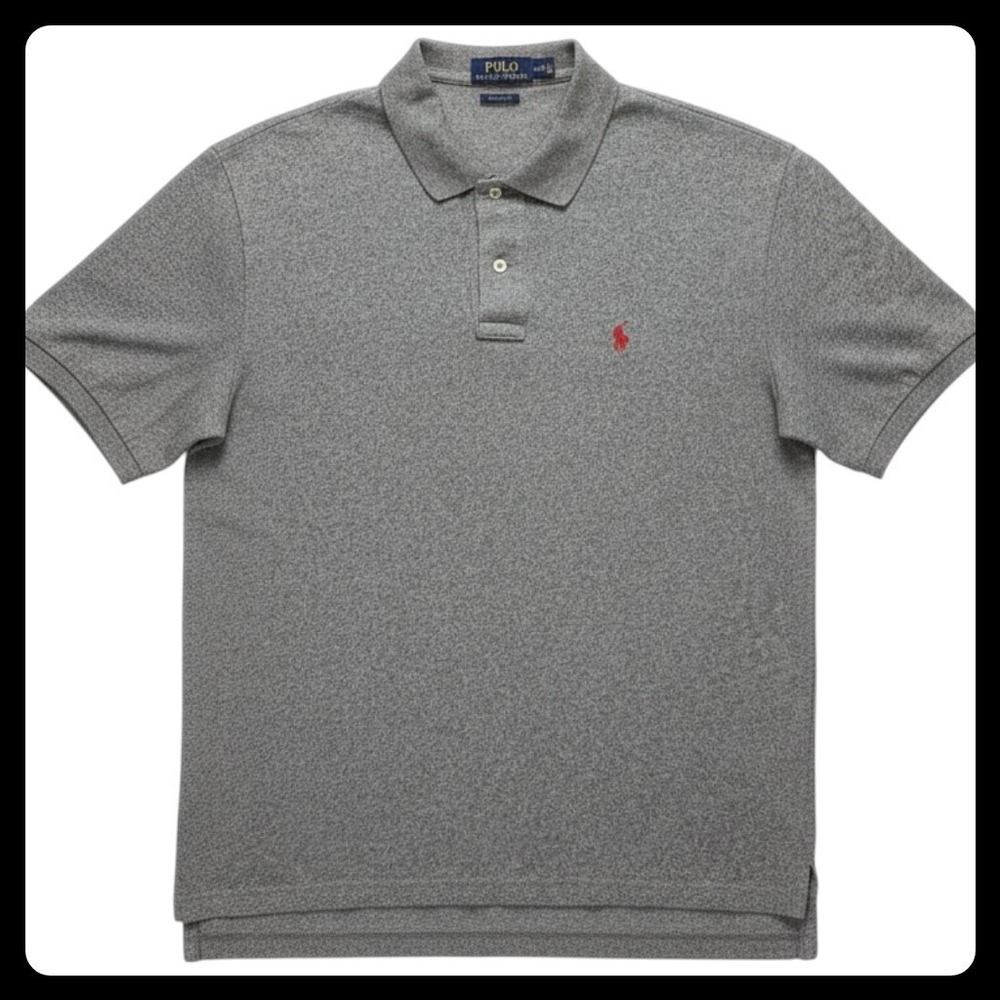 Polo Ralph Lauren Polo Shirt Mens Large Gray Classic Fit Red Pony Logo Casual